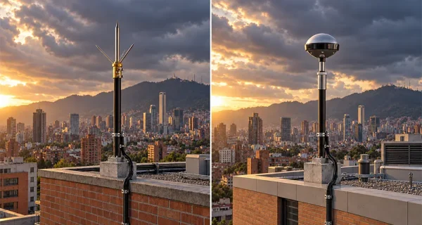 • diferencias entre pararrayos convencional y PPDA